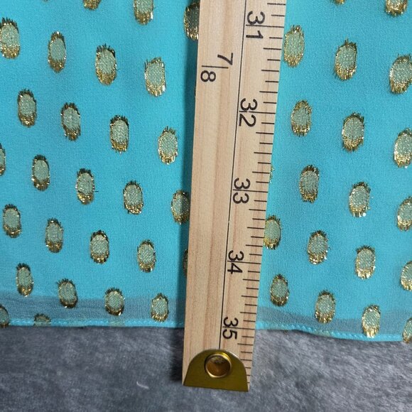 LILLY PULITZER Womens 10 Turquoise Gold Polka Dot Colby Silk Tunic Dress READ - Picture 15 of 15
